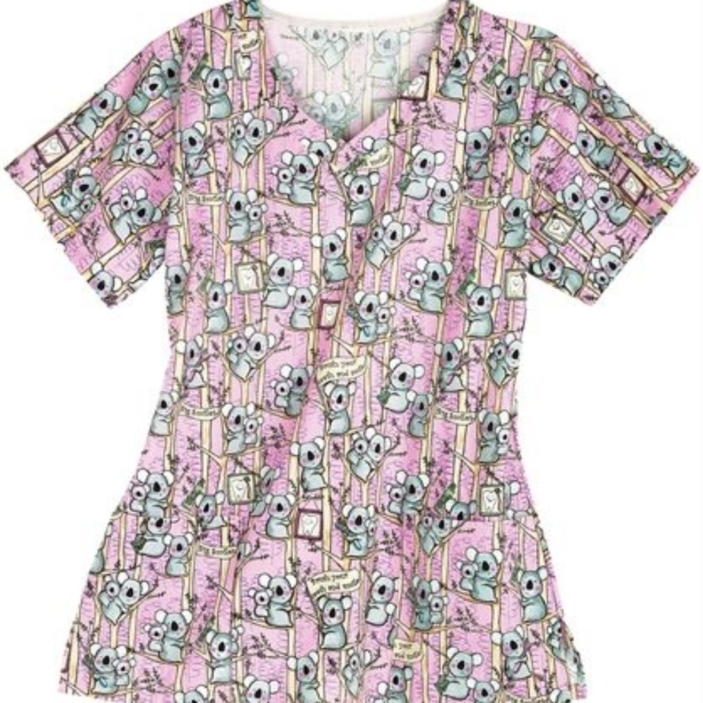 Lydia's Select Pink Koala Scrub Top